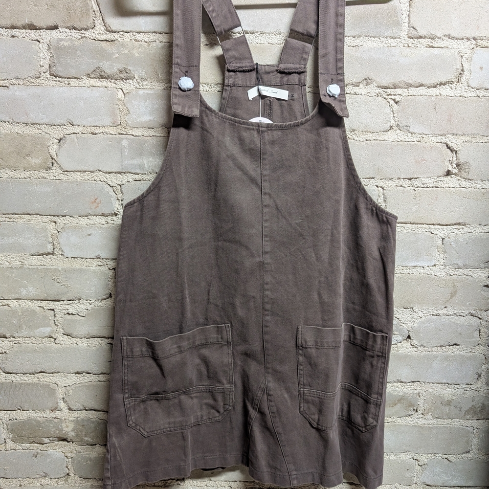 NWT Brown Overall Dress with Pockets